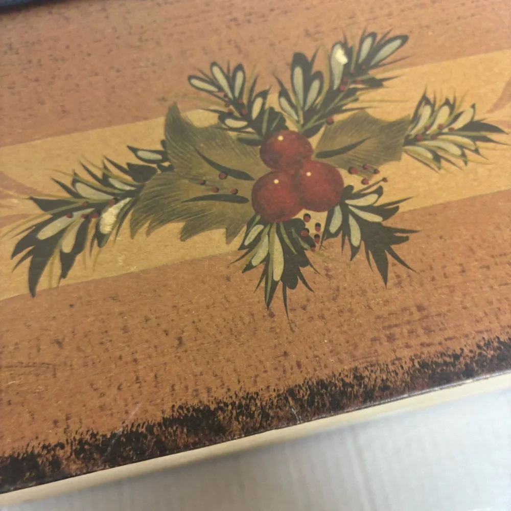 Set of 3-nesting oblong boxes-pine & holly-primitive/rustic decor